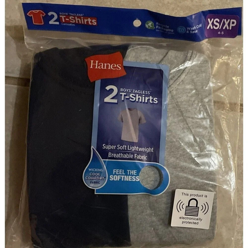 Hanes Boys Tagless T-Shirts Cool Wicking‎ Comfort Soft Size XS (4-5) XP NEW